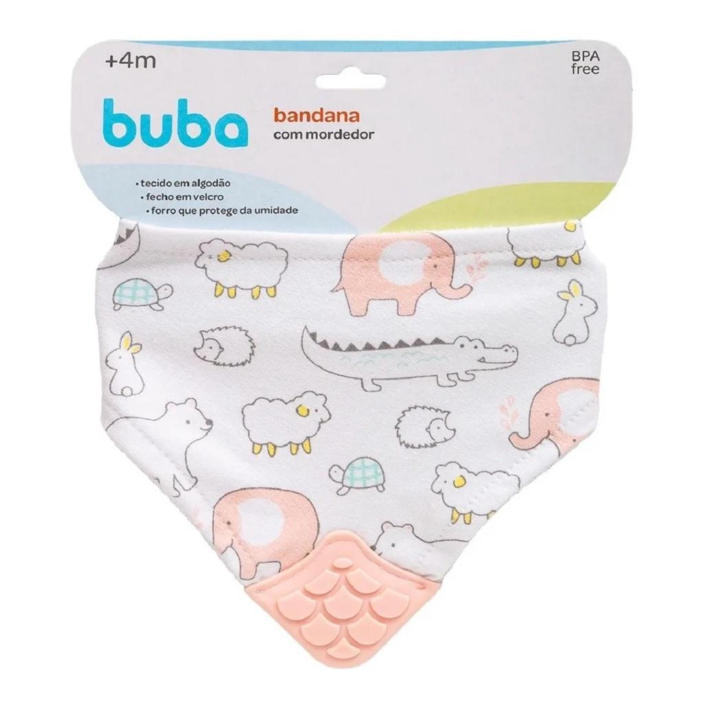 Bandana Infantil Com Mordedor Animais Rosa 15285 - Buba