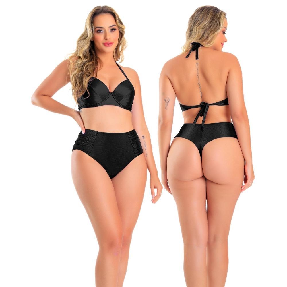 Calcinha De Biquini Efeito Zero Barriga Fio Dental Modela E Reduz Banho De Mar PLUS Size Drapeado