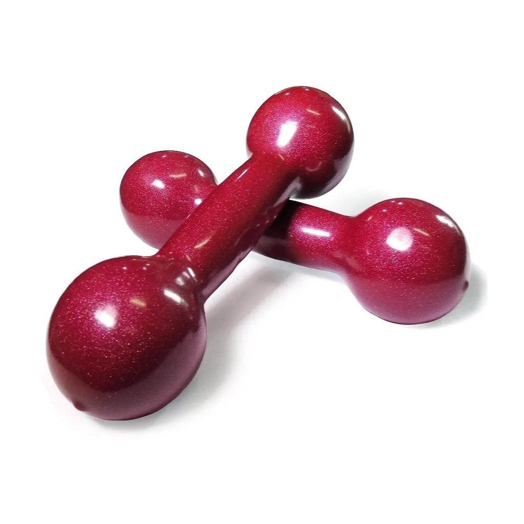 Par De Halter 4kg Emborrachado Pvc Vinho (02 Unidades 4kg Cada)