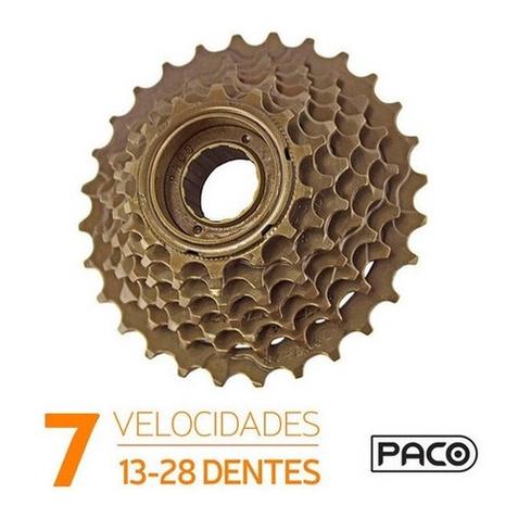 Catraca Roda Livre Index 7 Velocidades 14/28 Dentes Dourada Para Bike