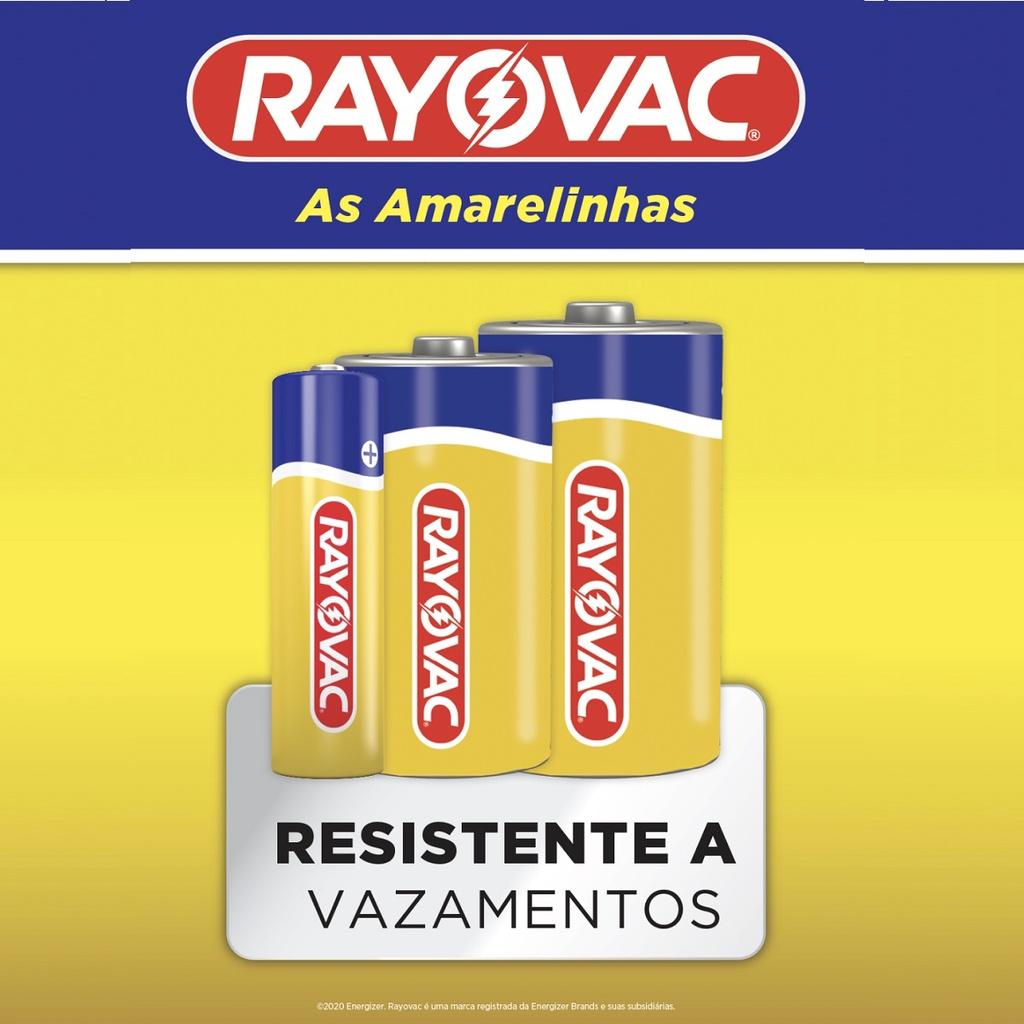 Pilha Zinco C Rayovac Bateria Carvão Média Amarelinha 2 Unidades