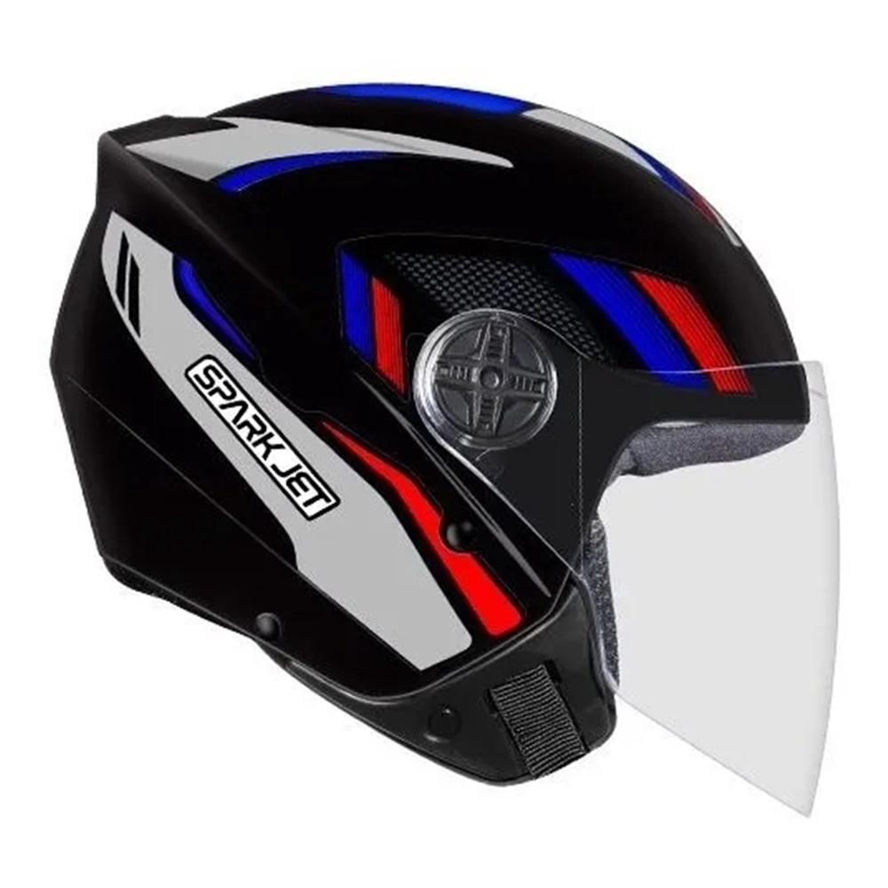 Capacete Aberto Ebf Jet Sting Preto E Prata