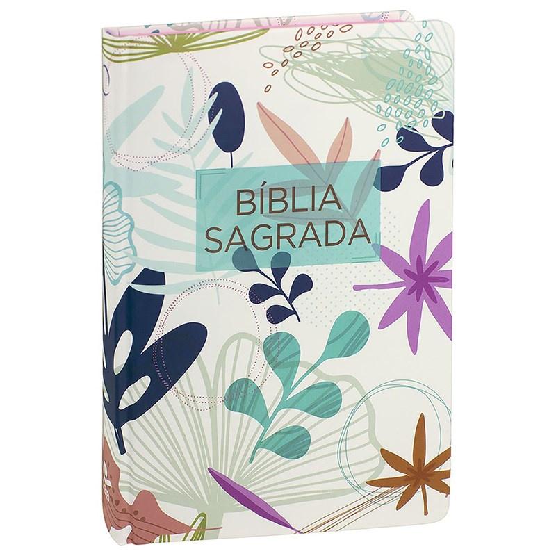 Bíblia Sagrada Letra Normal Ara Capa Dura Branca Flores