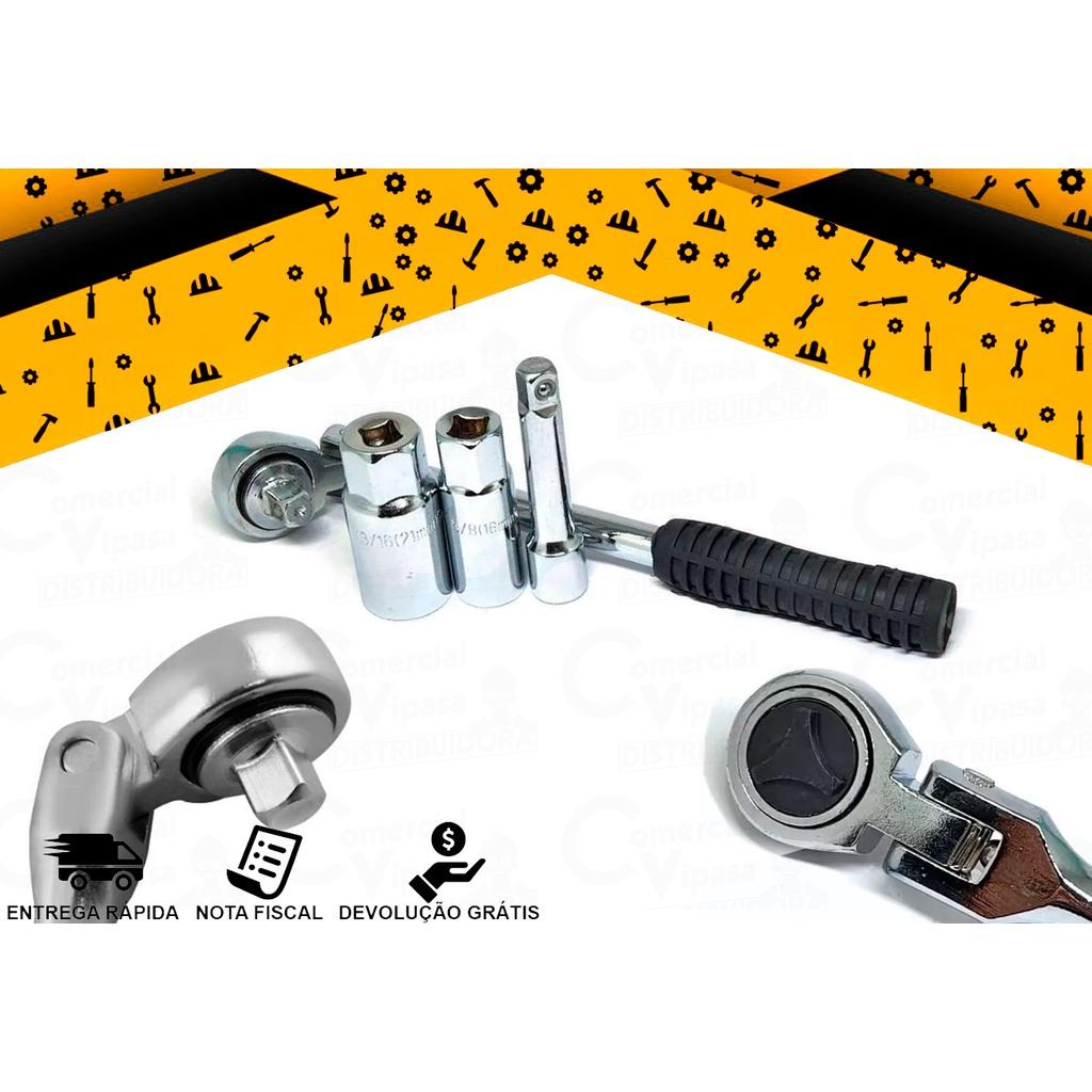 Chave De Vela Catraca Universal Longa 30cm De 16mm Ou 21mm Com Cabo Auxiliar Catraca Articulada