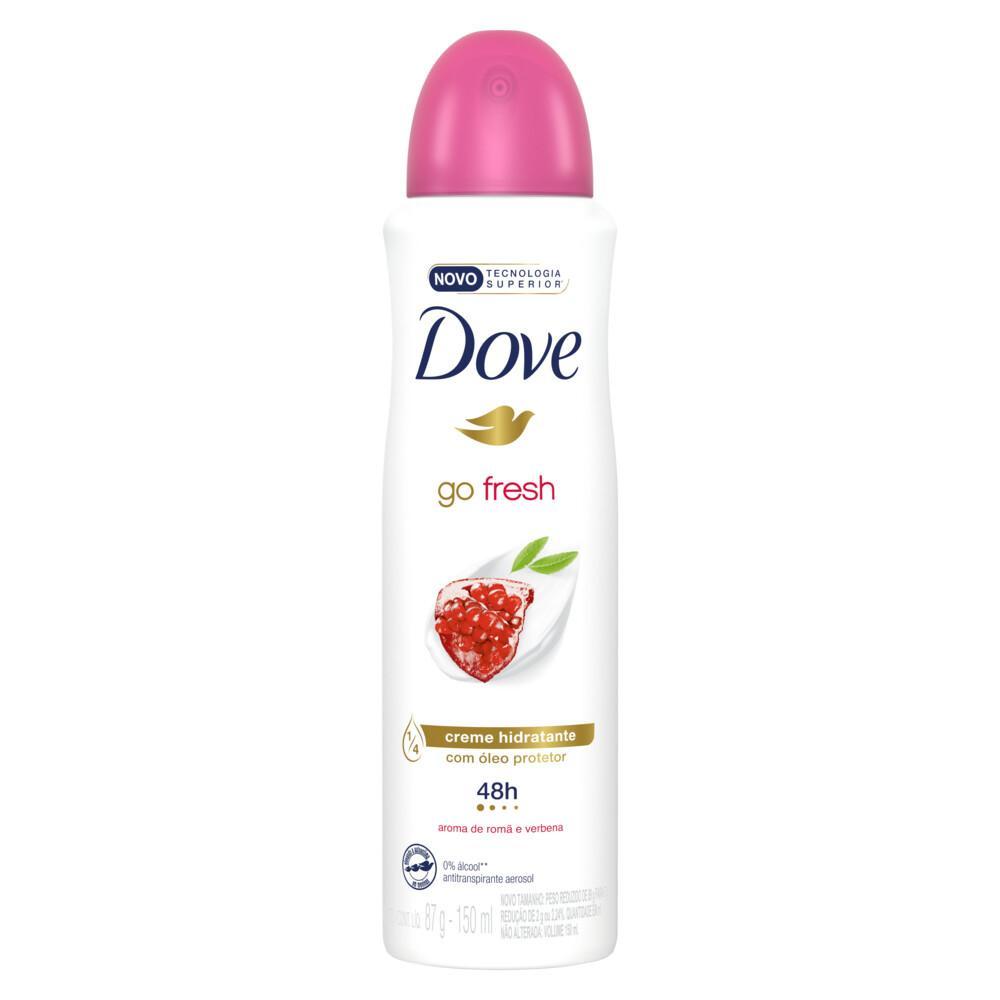 Kit Com 3 Desodorantes Antitranspirantes Aerosol Dove Go Fresh Romã E Verbena 150ml Cada