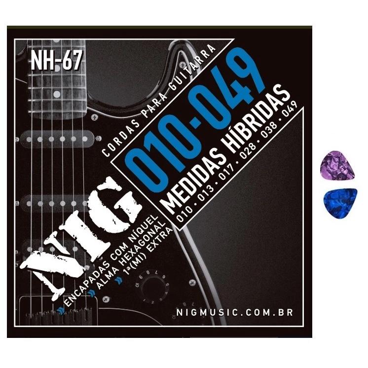 Encordoamento Para Guitarra Nig.010 Híbridas NH67 Cordas + 2 Palhetas