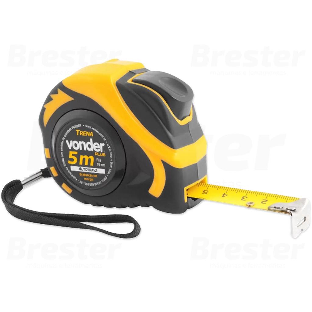 Trena Manual Emborrachada Autotrava Vonder 5 Metros 5mx19mm