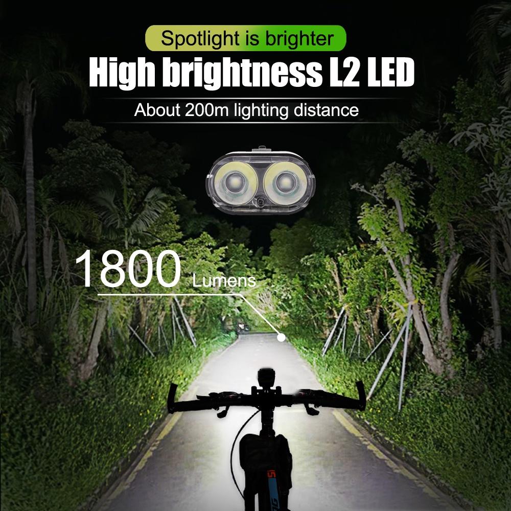 Newboler Smart Induction 1800 Lúmens Conjunto De Luz Frontal De Bicicleta USB Recarregável 4000mah Lâmpada De Cabeça LED Com De Buzina Flashlight