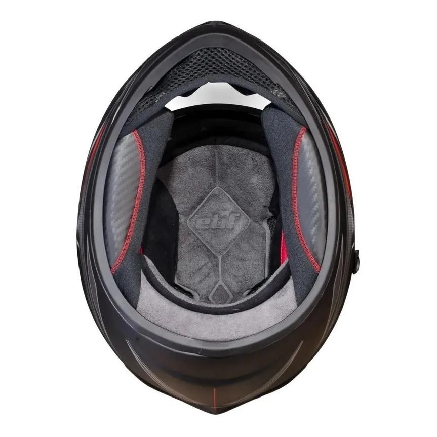 Capacete Fechado Ebf Xtroy Furious Preto Azul Fosco Com Óculos Interno