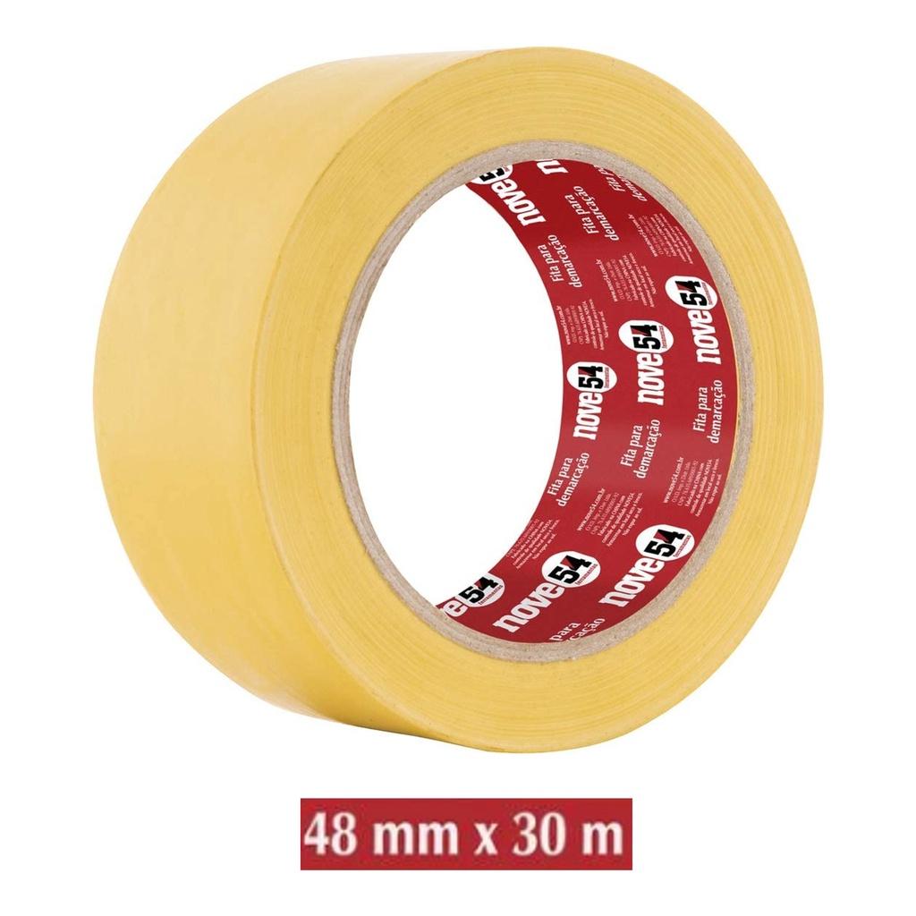 Fita Adesiva Para Demarcação De Solo 48mm X 30m Revestida Com Camada De Borracha Amarela Nove54