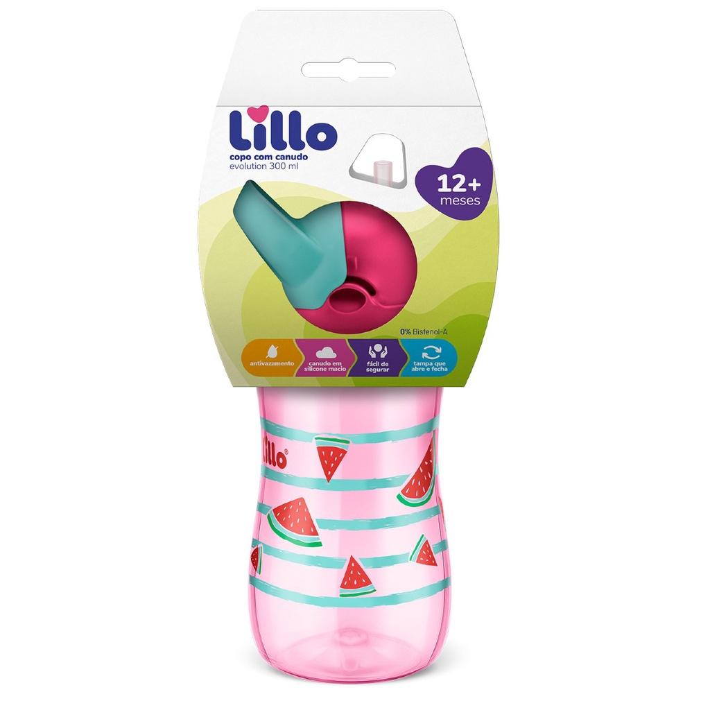 Copo Infantil Com Canudo Evolution 300ml Rosa - Lillo