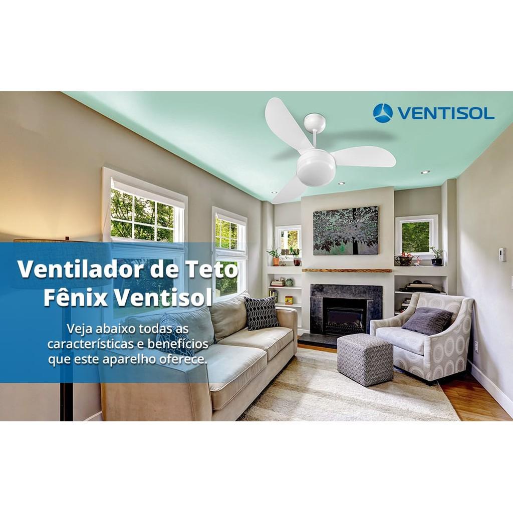 Ventilador De Teto Ventisol Fenix Branco 3 Pas Dupla Face Econômico E Silencioso - 127v