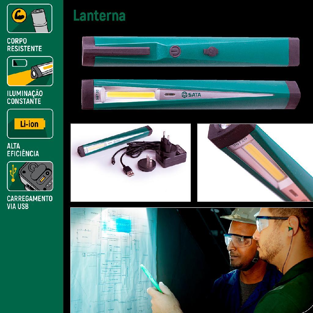 Lanterna Telescópica Recarregável 100lm St90720 Sata