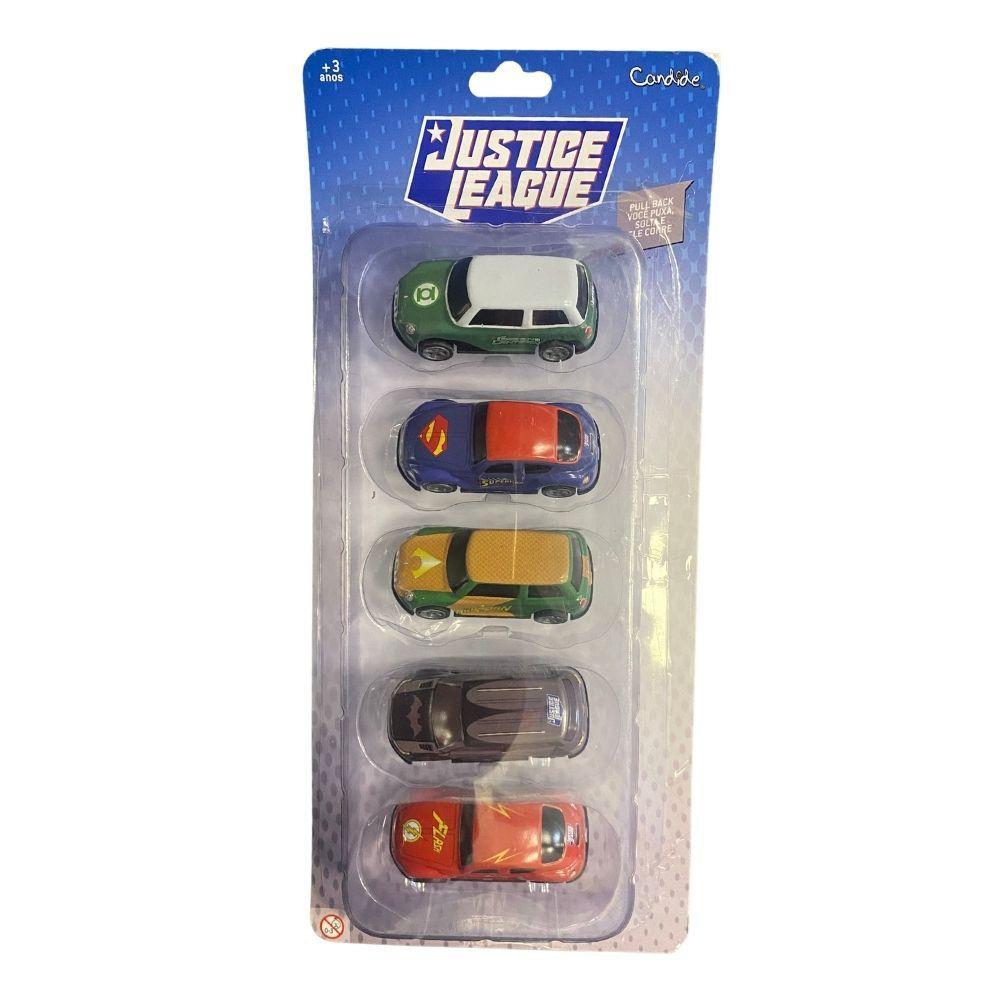 Mini Veiculos Pull Back Com 5 - Liga Da Justiça
