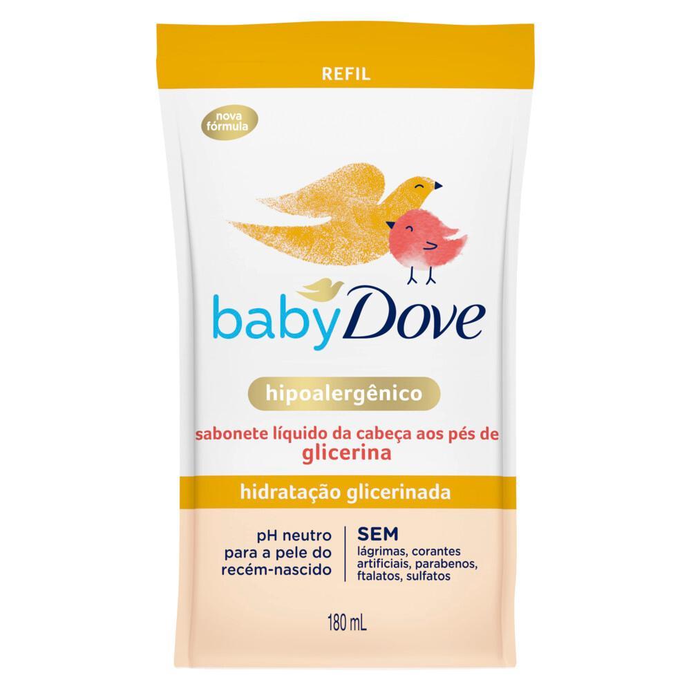 Kit Com 3 Sabonetes Líquidos Glicerina Baby Dove Hidratação Glicerinada 180ml Refil