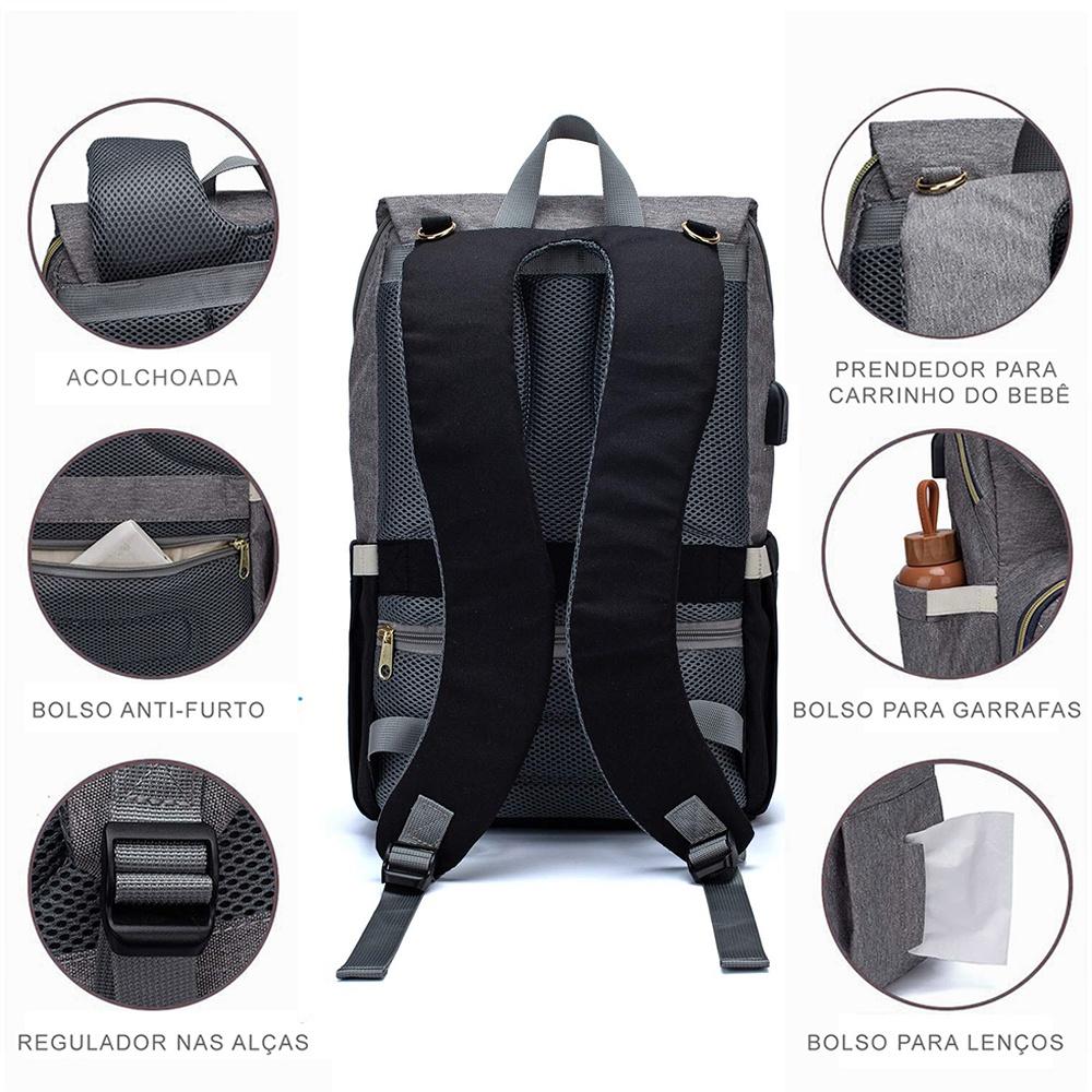 Mochila Maternidade Lequeen Original Trocador Gancho USB