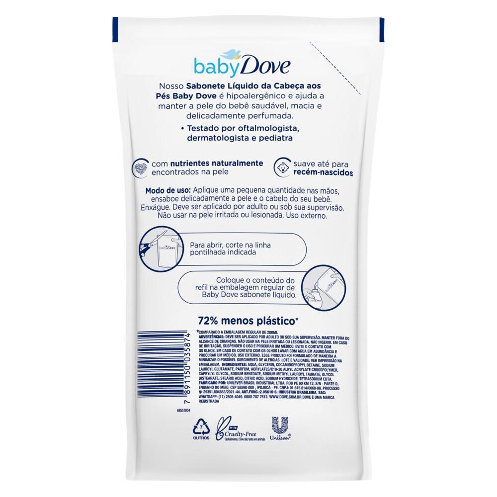 Refil Sabonete Líquido Baby Dove Hidratação Enriquecida Com 180ml