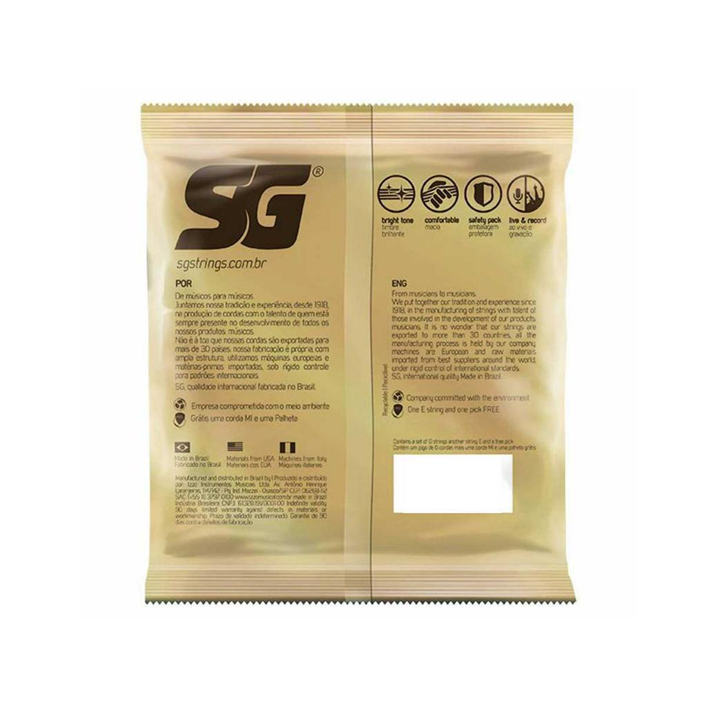 Encordoamento Para Violão Sg Strings Aço 010 Bronze