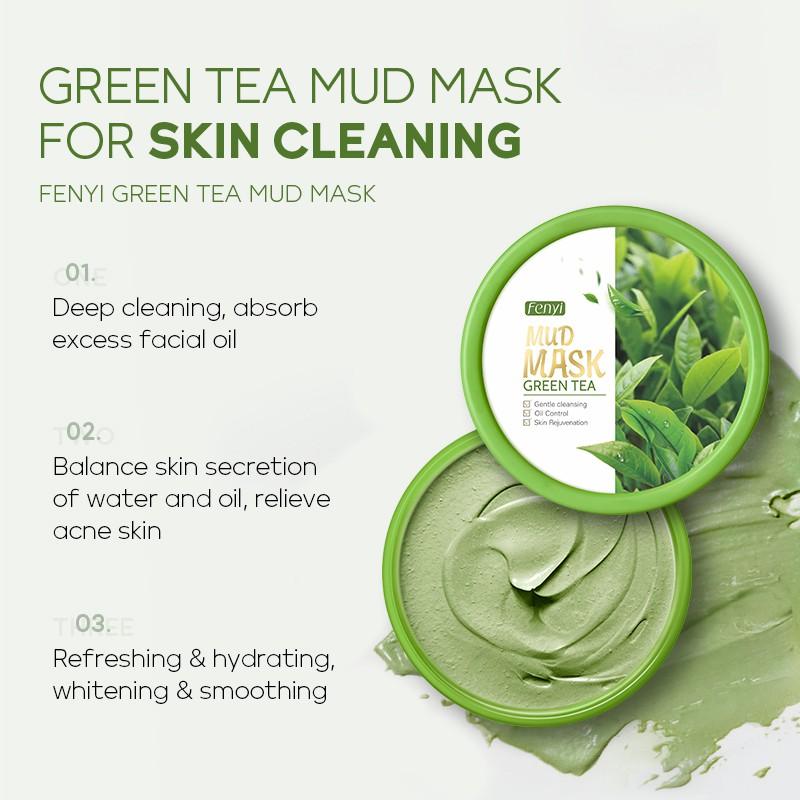 Fenyi Máscara Facial Verde De Chá/Máscara De Argila Reduzir/Acne/Poros/Cravos/Controle De Oleosidade 100g