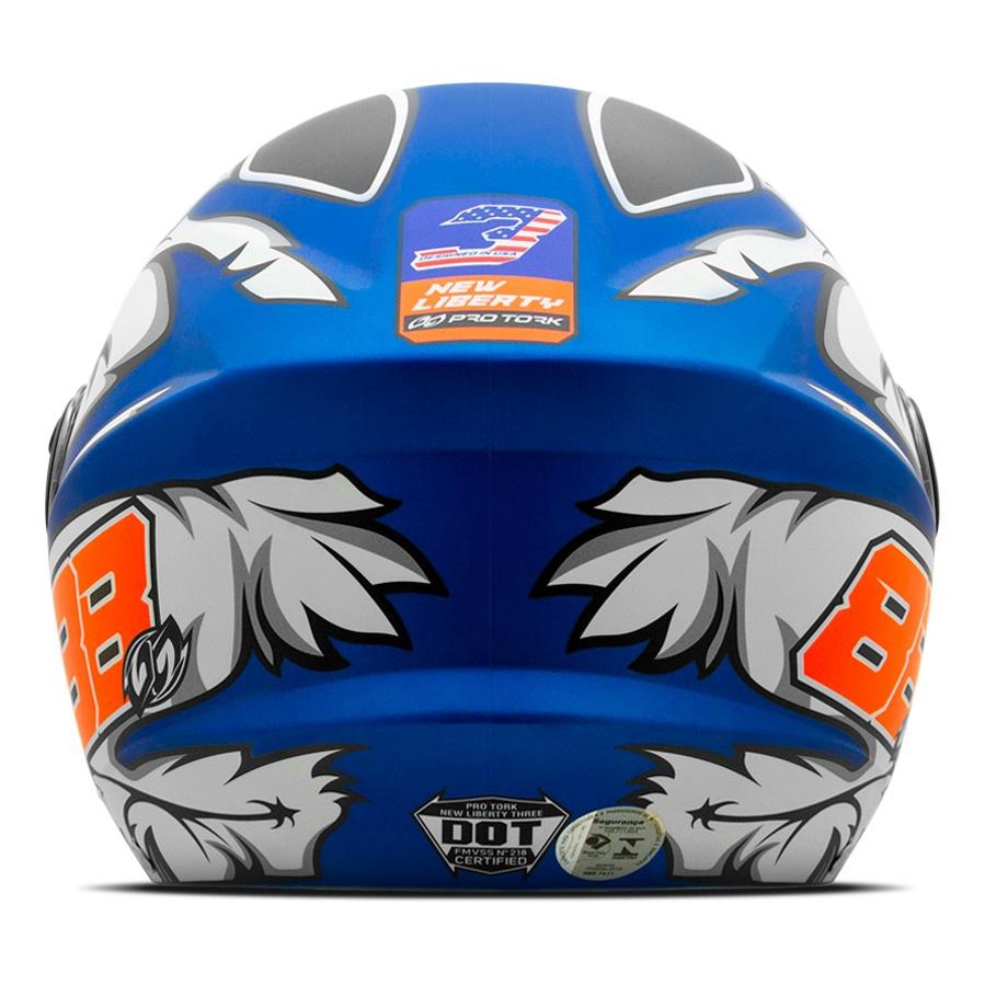 Capacete Para Moto PRO Tork New Liberty 3 Azul Gp88 Tam. 58 Viseira Fumê