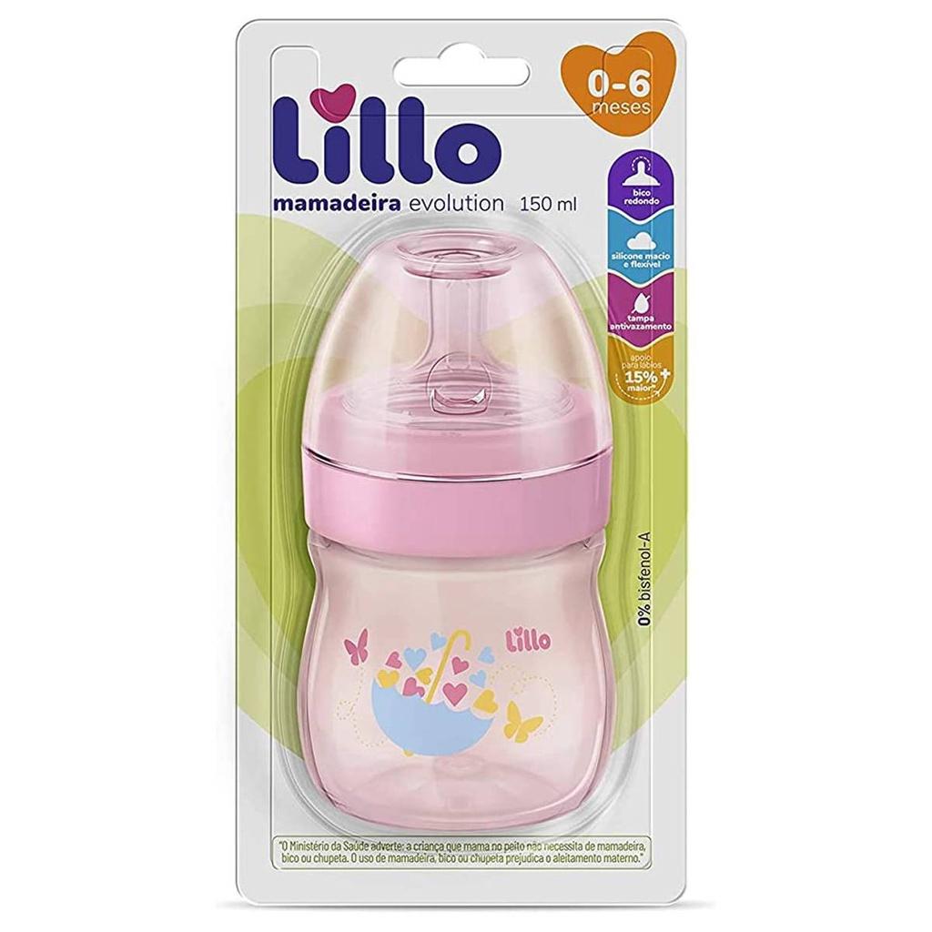 Mamadeira Super Evolution Primeiros Passos 150ml Rosa Lillo