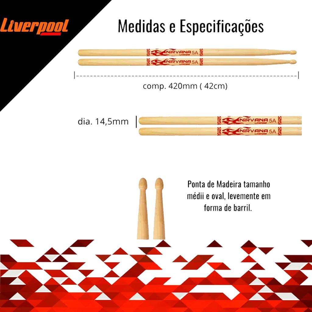 Par Baquetas Liverpool Nirvana 5A Para Bateria Ecobio Par - Ni5am