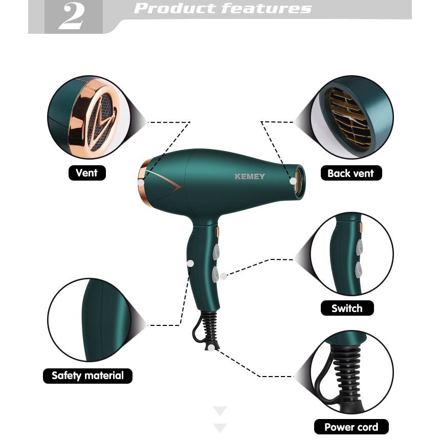 Kemei 3500w Secador De Cabelo Quente E Frio Vento Dobrável Compacto Golpe Hairdryer Styling Ferramentas Para Salão Uso Doméstico