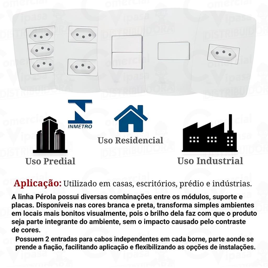 Tomadas E Interruptores Radial Embutidos Linha Pérola Branca Bivolt Plástico Antichama Profissional