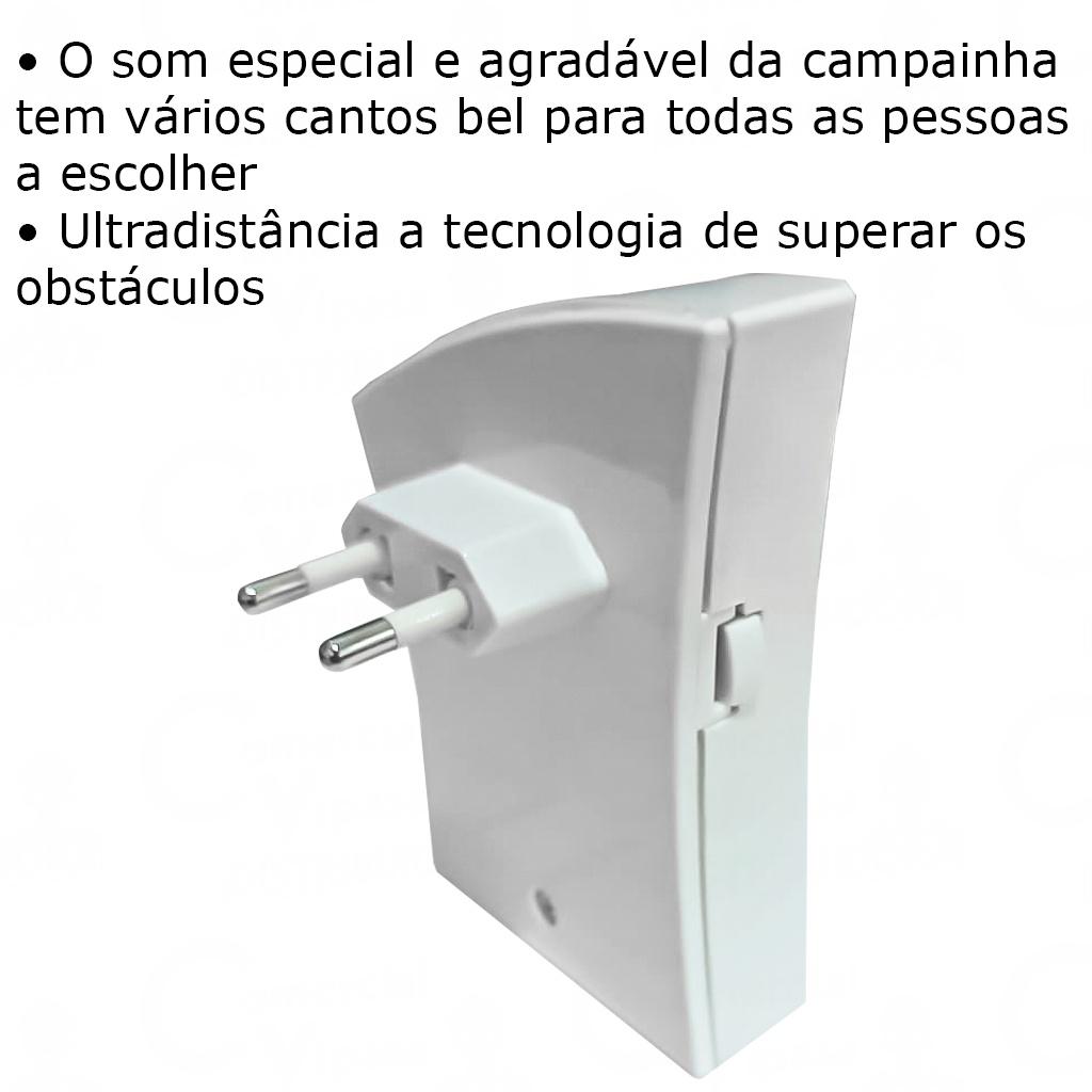 Campainha Sem Fio A Pilha Ou Elétrica Longo Alcance Toques Programável Residencial Casa Condomínio