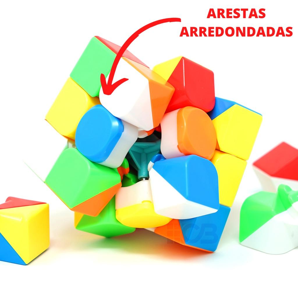 Kit Cubo Mágico 3x3 Moyu Meilong 3C Com Lube Gold E Base De Apoio