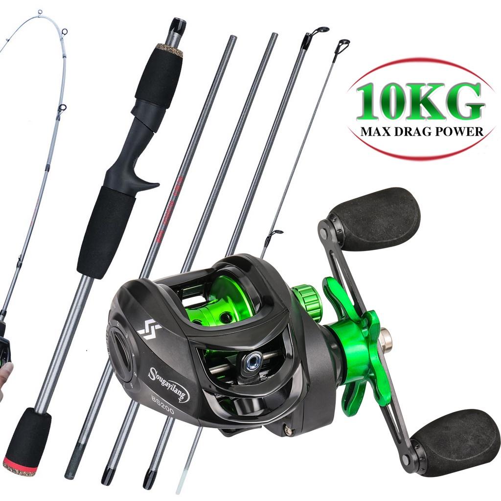 Vara De Pesca Com Carretilha Sougayilang 1.8M 5 Sections 12+1 Ball Bearings 7.2 1 Gear Ratio MAX Drag 10KG