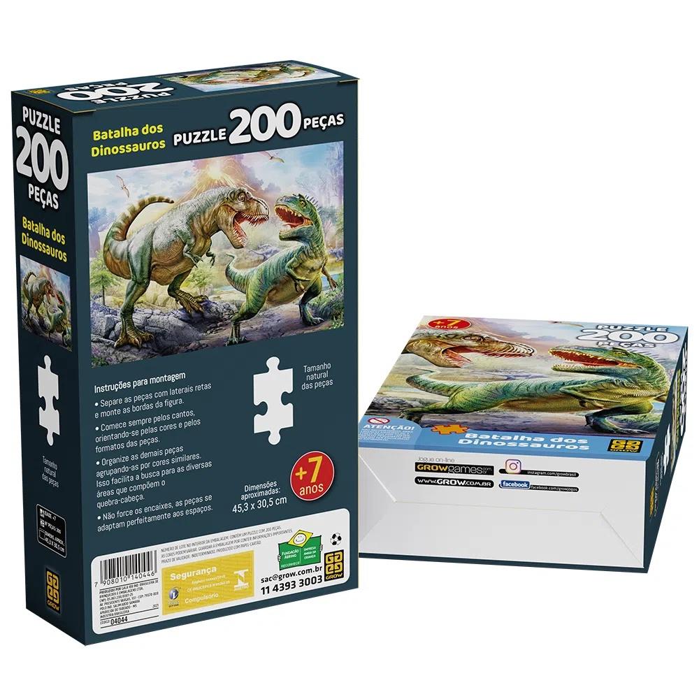 Quebra Cabeça De 200 Peças Batalha Dos Dinossauros - Grow