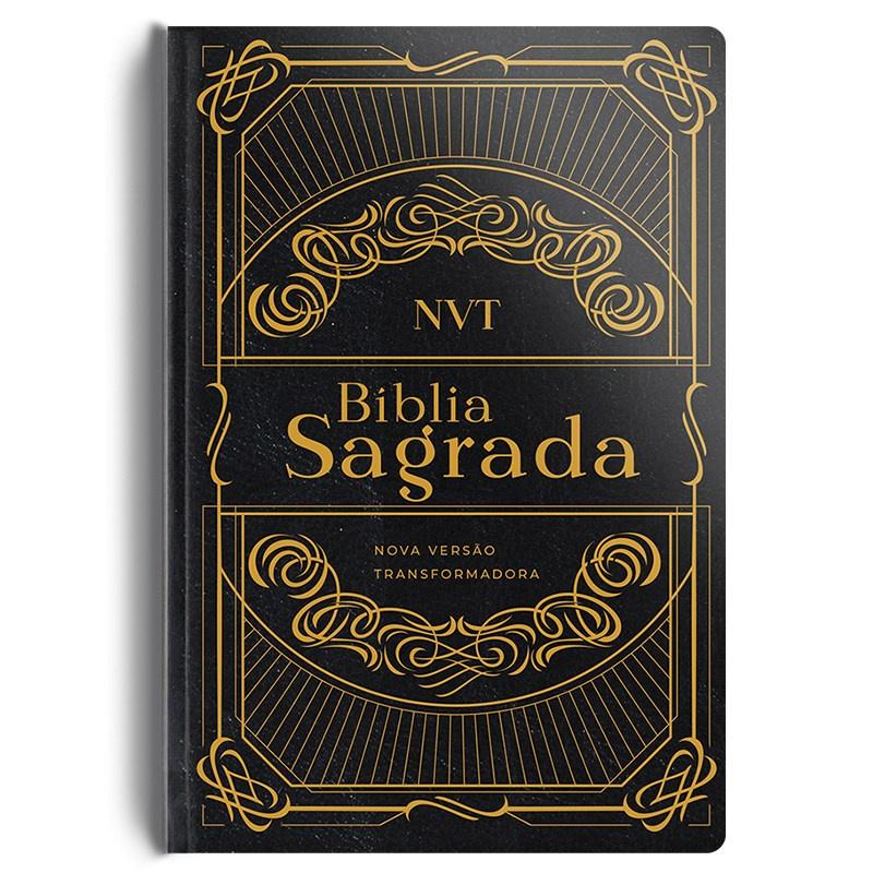 Bíblia Preta E Dourada Nvt Letra Normal Capa Dura Luxo