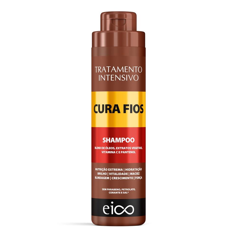 Eico Tratamento Cura Fios Shampoo 800ml Condicionador Leave-in Sem Sal 750ml Crescimento Força