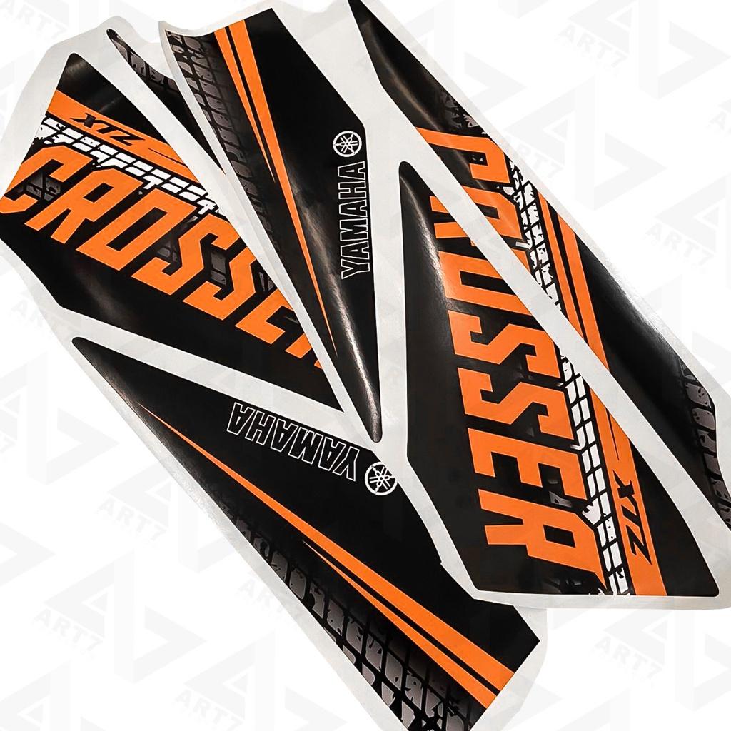 Kit Adesivo Faixa Moto Crosser Xtz 150 Personalizado Preto E Laranja