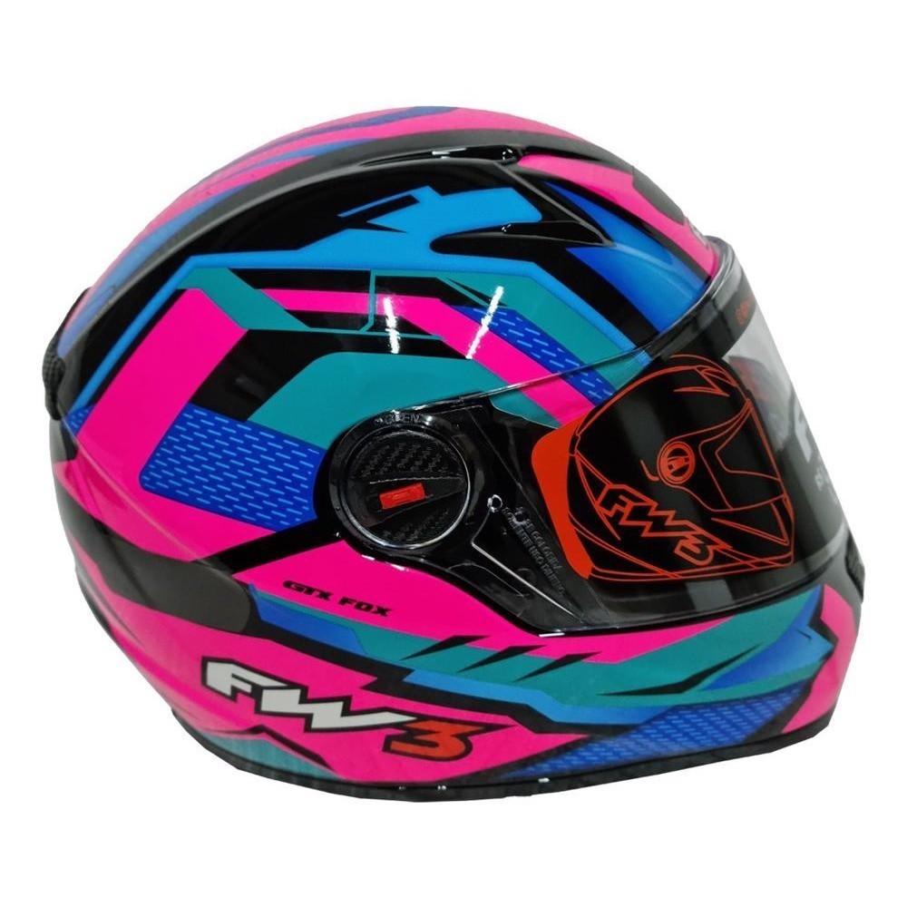 Capacete FW3 Gtx Fox Rosa/azul (c/Oculos) N 56