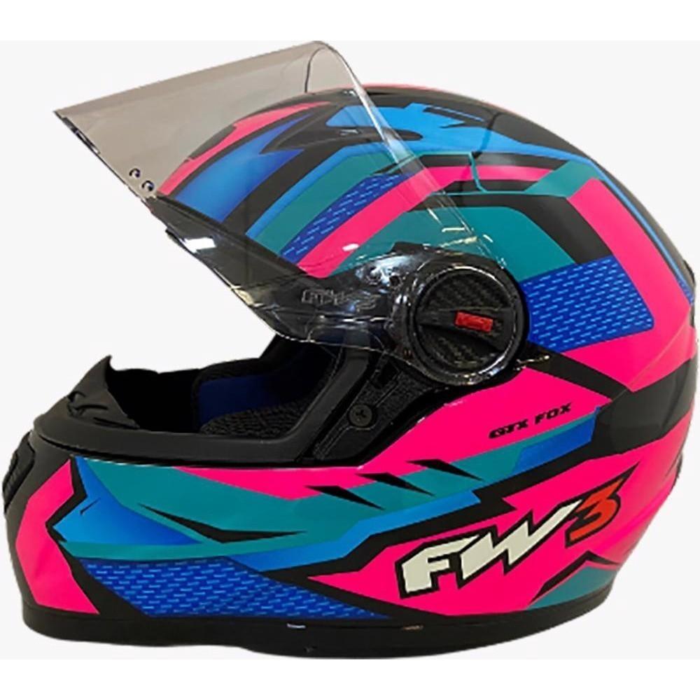 Capacete FW3 Gtx Fox Rosa/azul (c/Oculos) N 60