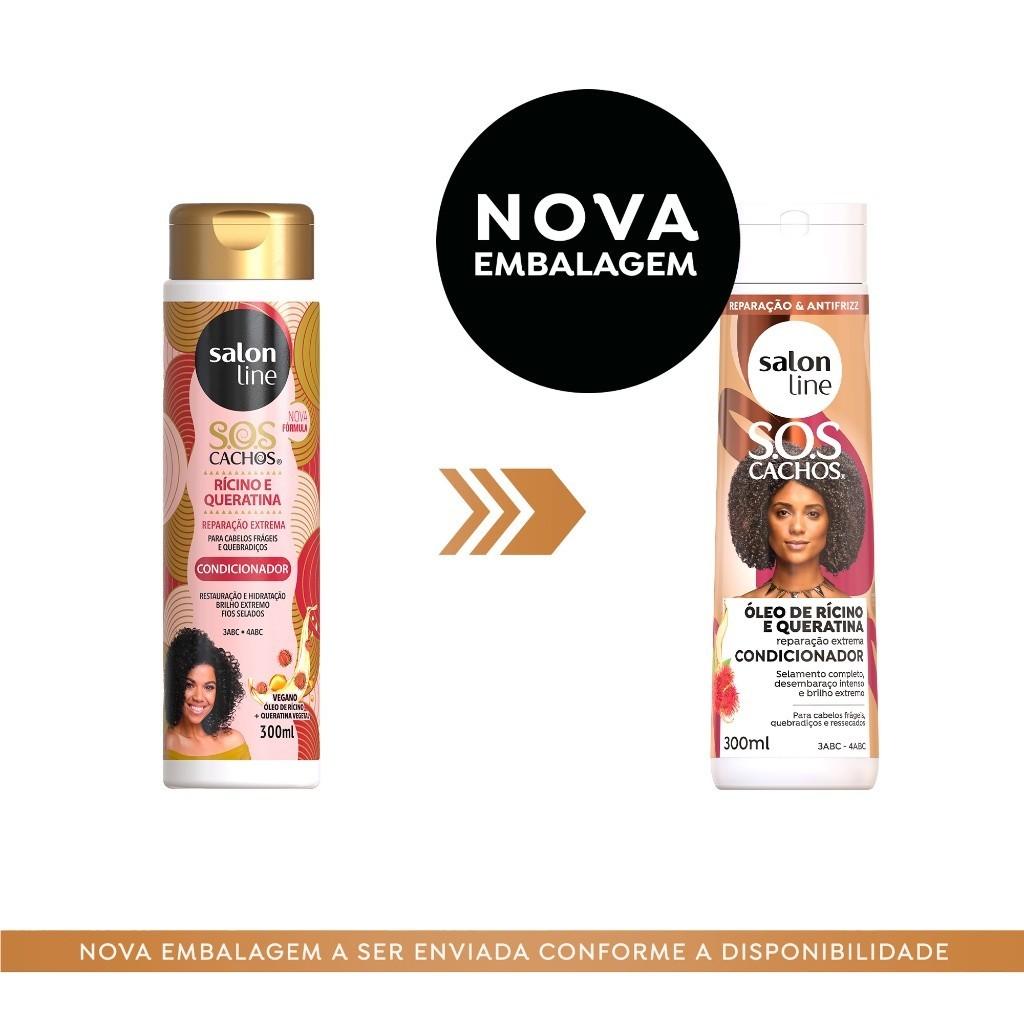 Condicionador Sos Cachos Rícino E Queratina Salon Line 300ml