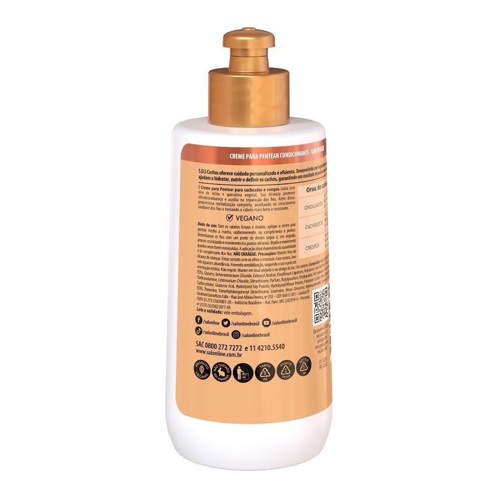 Creme Para Pentear Sos Cachos Rícino E Queratina Salon Line 300ml