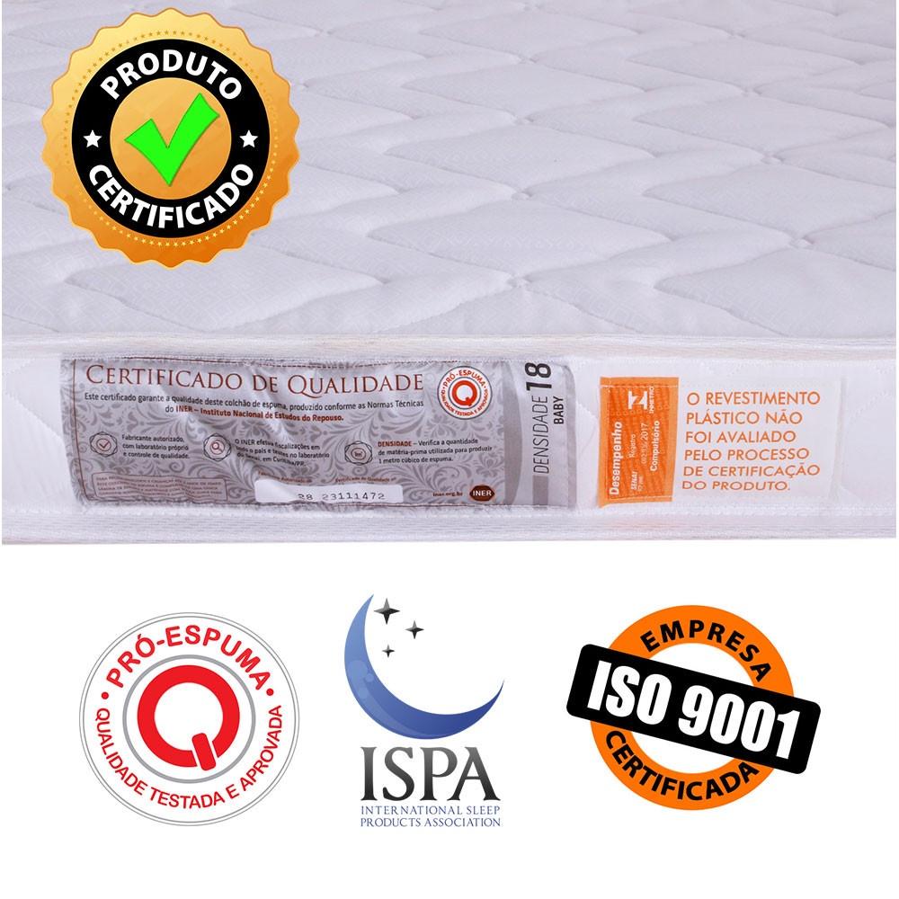 Colchão Berço D18 Antialérgico 130x60x10cm Espuma Certificado - Bf Colchões