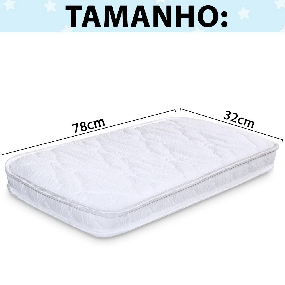 Colchão Para Mini Berço Chiqueirinho Infantil Bebê Antialérgico 78x32x6 Cm Bf Colchões
