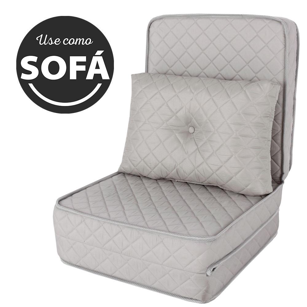 Puff Colchonete Dobrável/Sofá 3 Em 1 + Travesseiro Solteiro Bf Colchões
