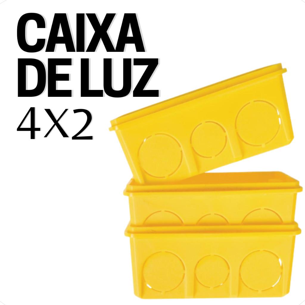 Caixa Luz 4x2 10 Un. Embutir Plástica Pvc Caixinha Amarela Reforçada P/Tomada E Interruptor