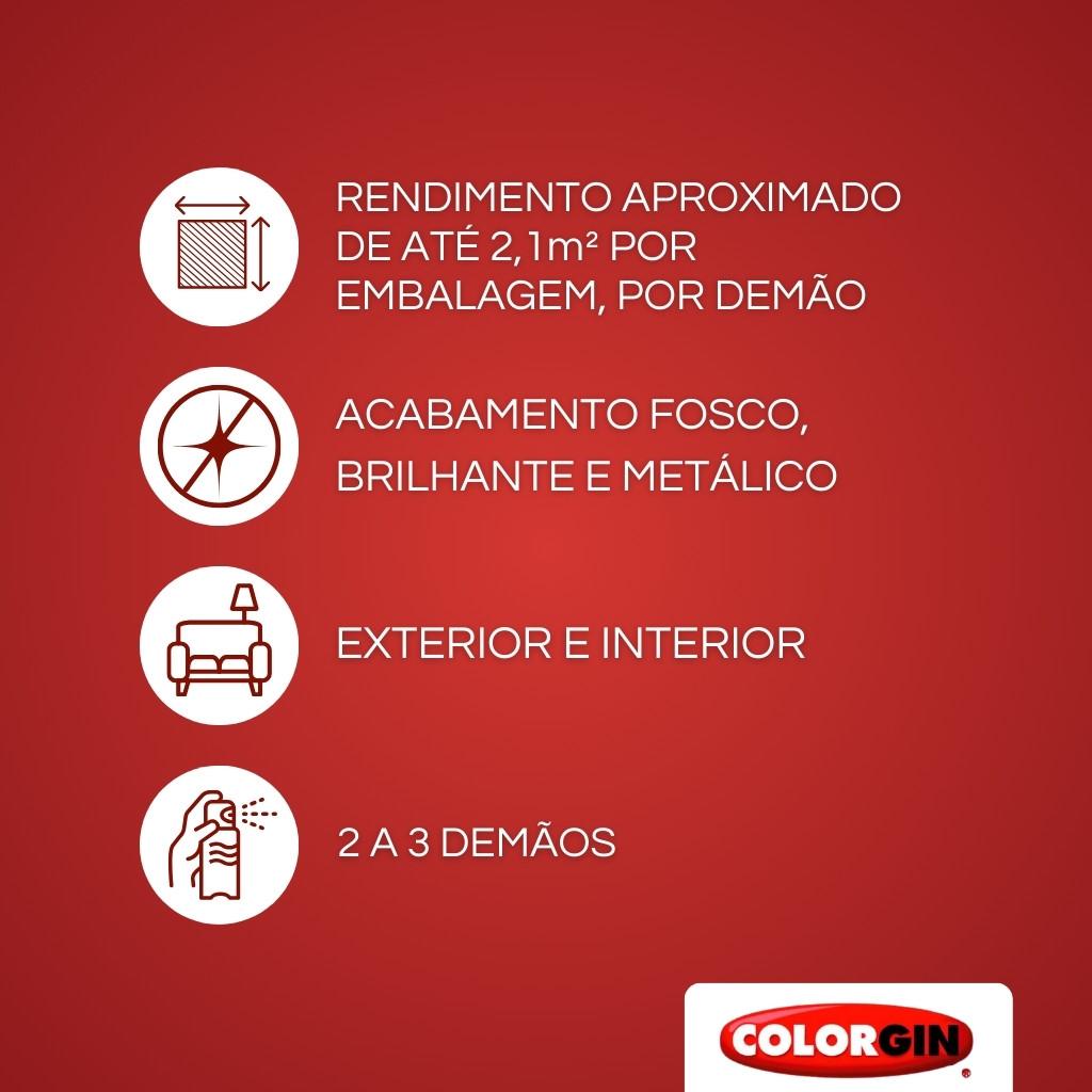 Tinta Spray Colorgin Decor Interno E Externo Cor Alta Durabilidade Secagem Rápida Aplicação 360ml