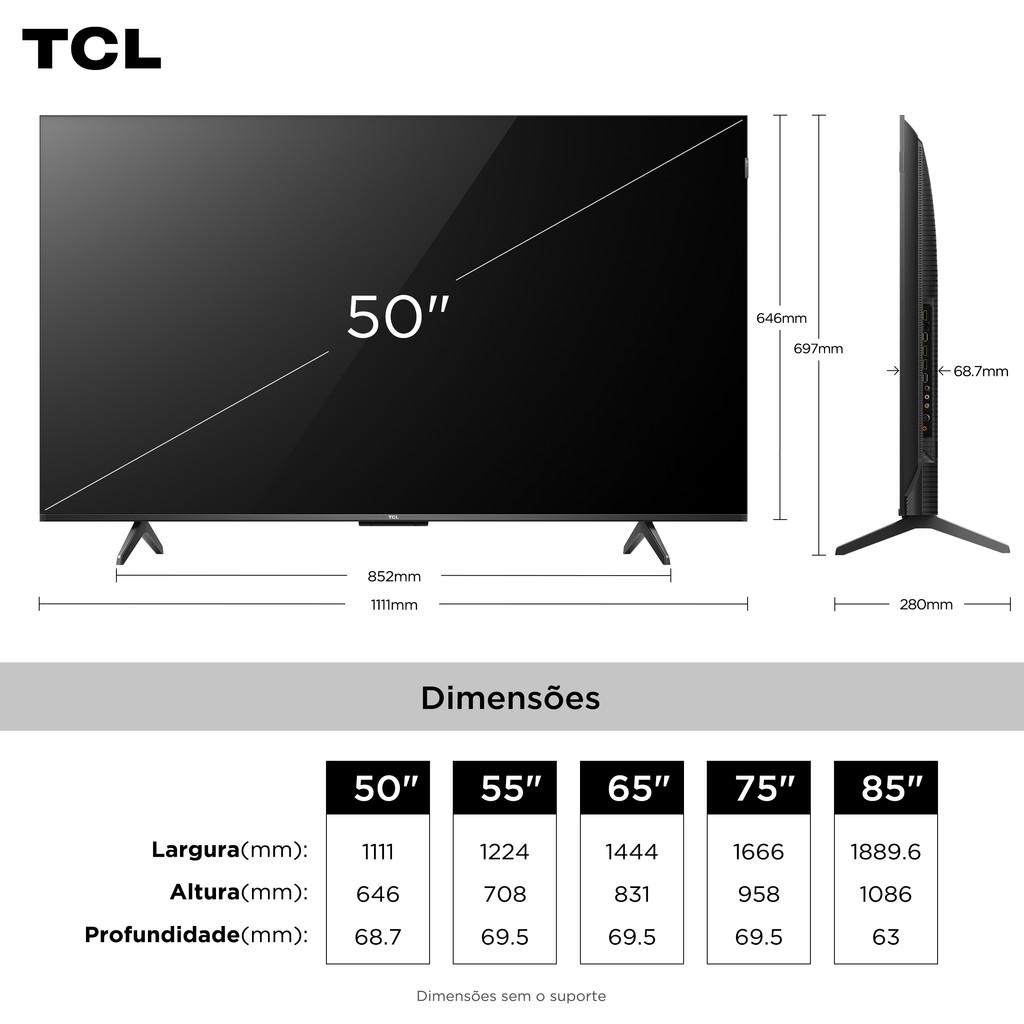 Smart TV Tcl 50 Polegadas Qled 4K P7K Wifi Bluetooth Google TV Hdr10+ Dolby Atmos Dolby Vision 50p7k