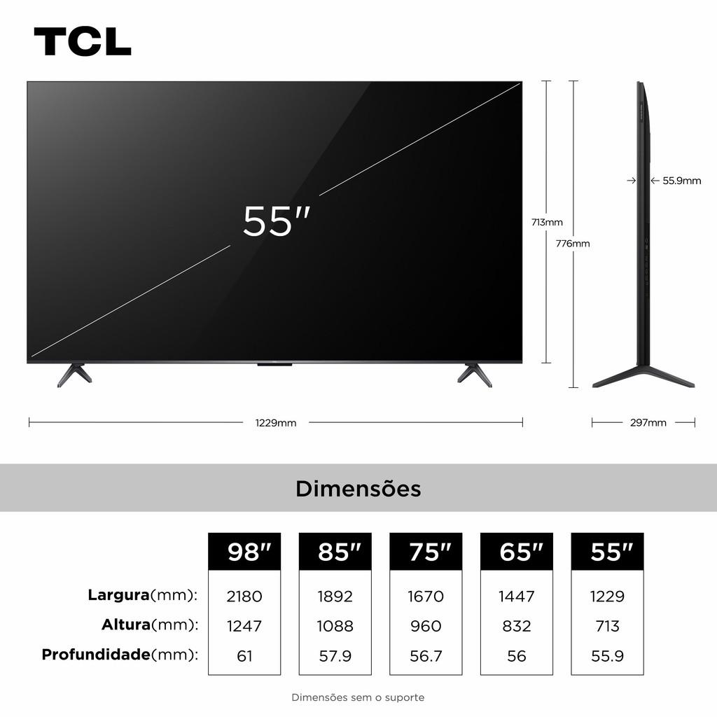 Smart TV Tcl 55 Polegadas Qled Mini LED 4K C6K Wifi Bluetooth Google TV 4 Hdmi 144hz Hdr10+ 55c6k