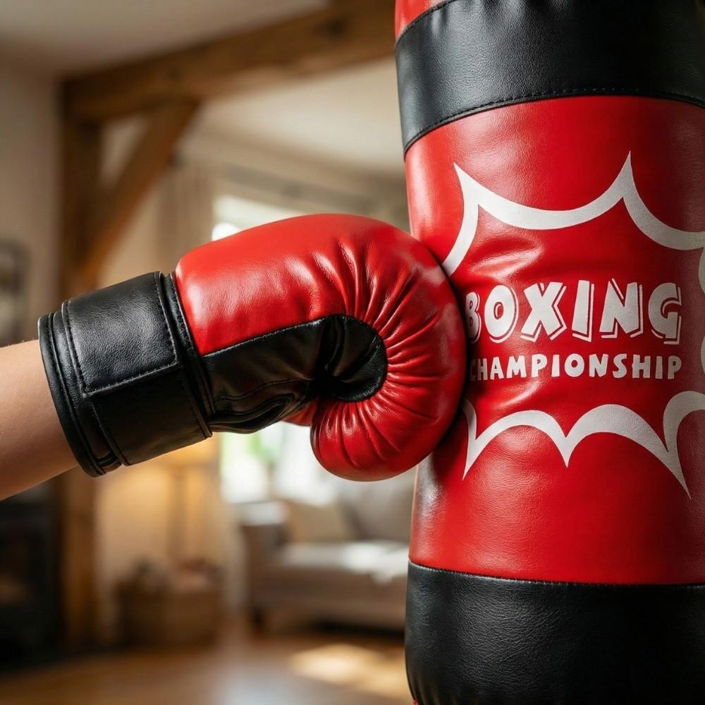Kit Boxe Infantil Com Luvas E Saco Pancada Diversão E Coordenação Motora Treino Criança