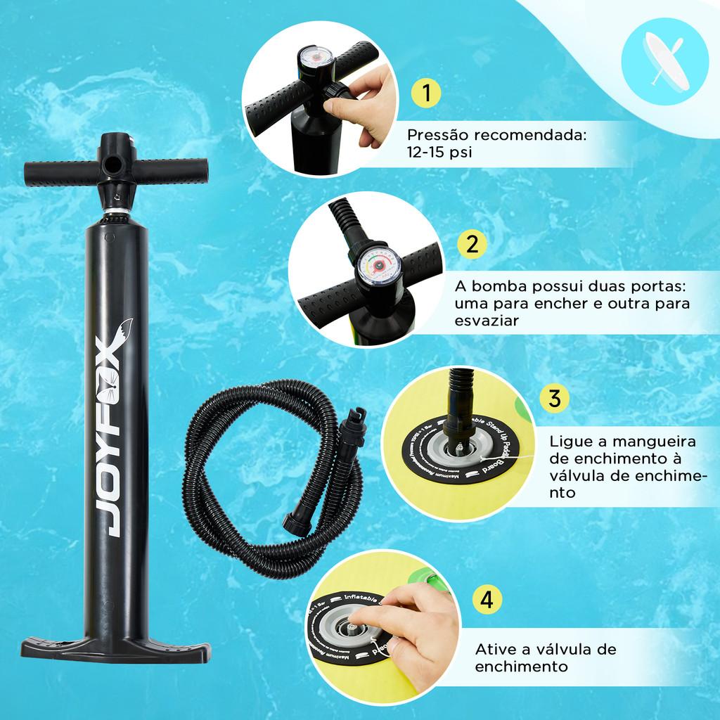 Prancha Stand Up Paddle Sup Inflável Joyfox 320x80x15cm Suporta 278kg Kit Completo Com Remo Bomba