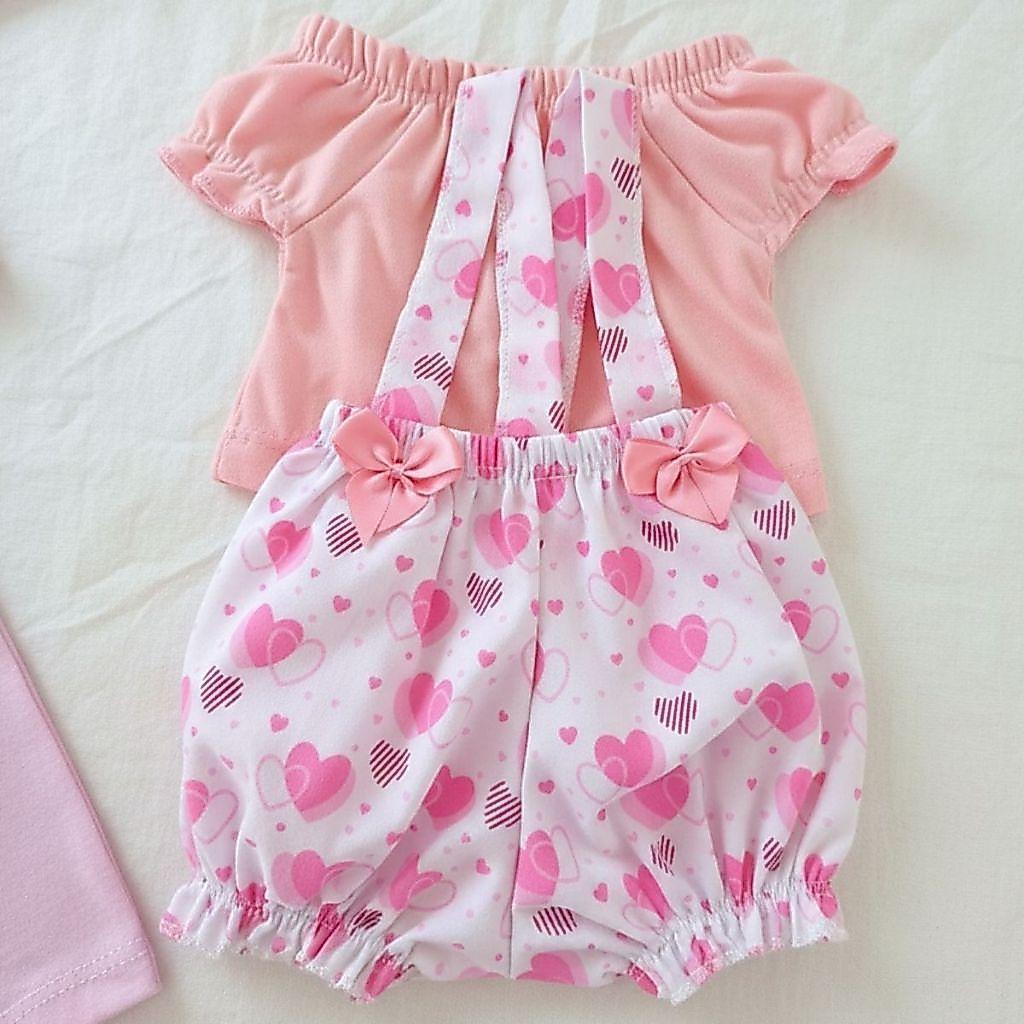 Kit Roupa Boneca Bebe Reborn + Pijama + Tiara + Sapatinho - Veste De 45 A 50cm