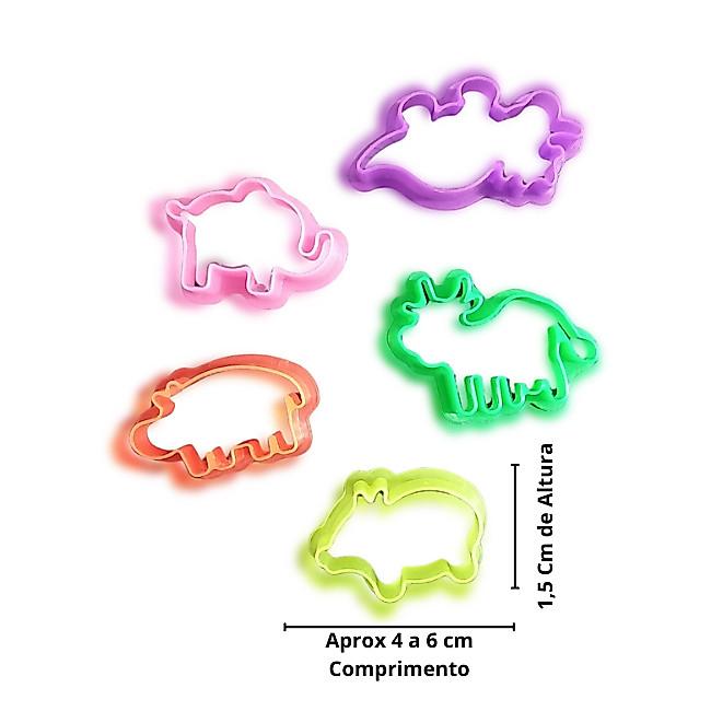 50 Cortador Forminha Neon P/Massinha De Modelar Dinossauro Safari Kit Infantil Lembrancinha Prenda